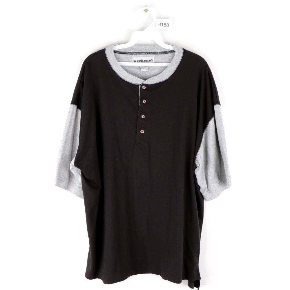 Vintage 80s Streetwear Color Block Henley T Shirt